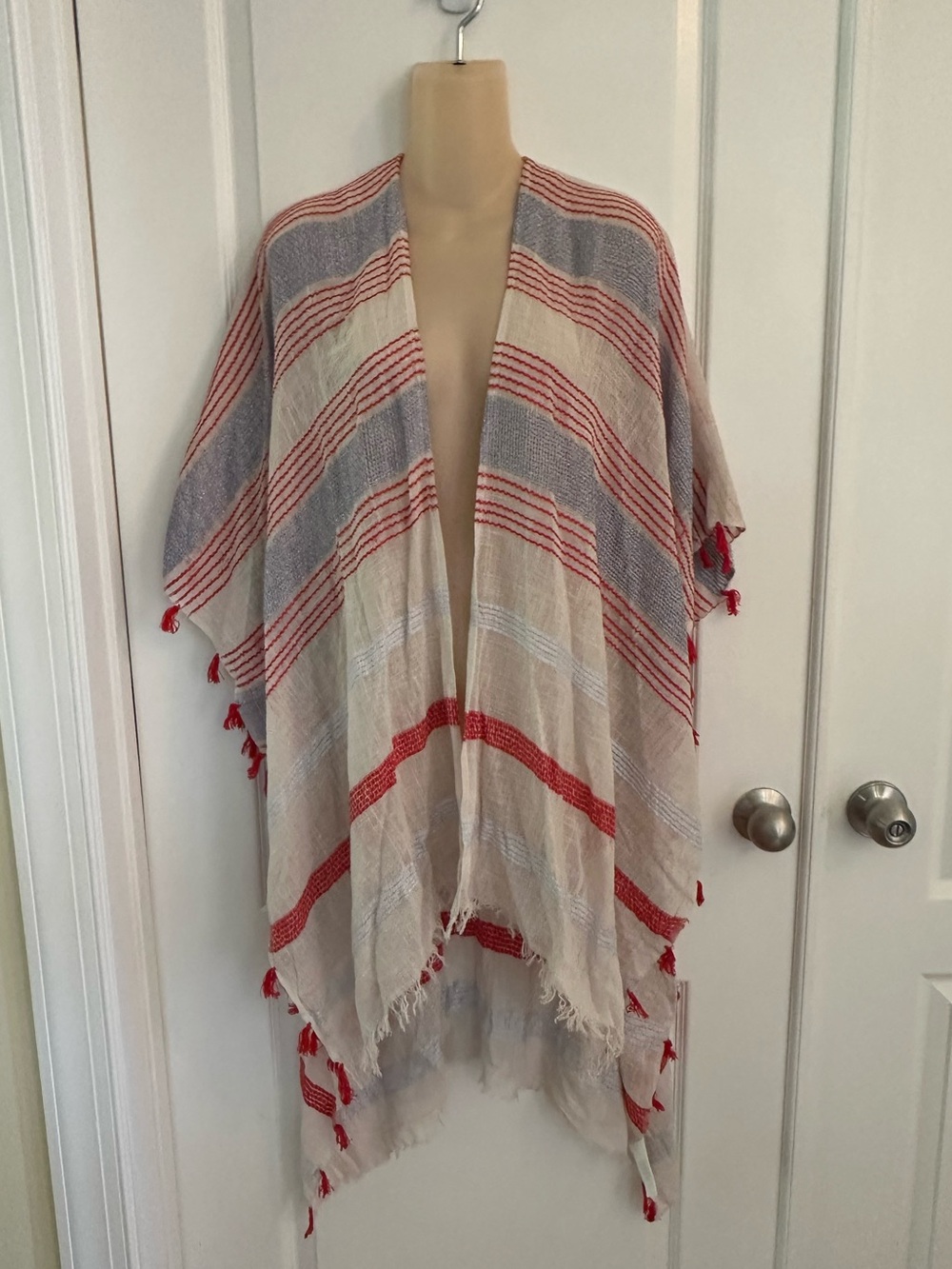 Echo Fringed Boucle Ruana Shawl Wrap Poncho Scarf One Size
